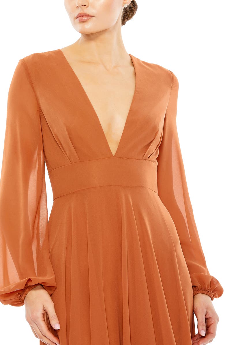 Ieena for Mac Duggal Long Sleeve Chiffon Gown, Alternate, color, 