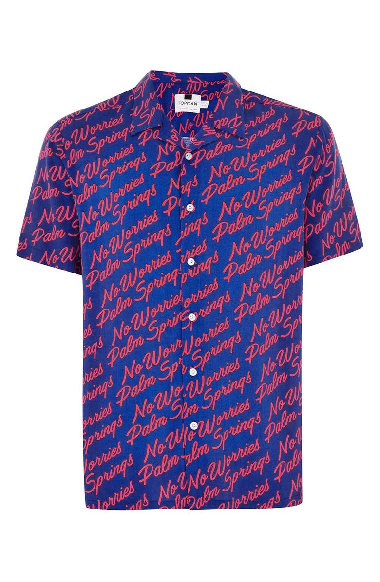 Topman Palm Springs Woven Shirt, Alternate, color, 