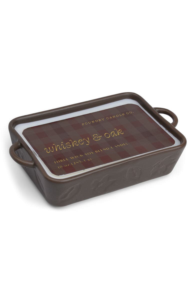 Foundry Candle Co. Three-Wick Soy Blend Ceramic Baking Dish Candle, Alternate, color, Whiskey + Oak