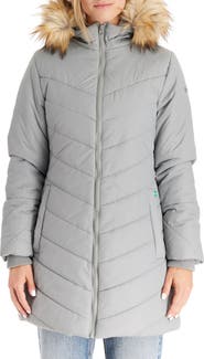 Modern Eternity Faux Fur Trim Convertible Puffer 3-in-1 Maternity Jacket