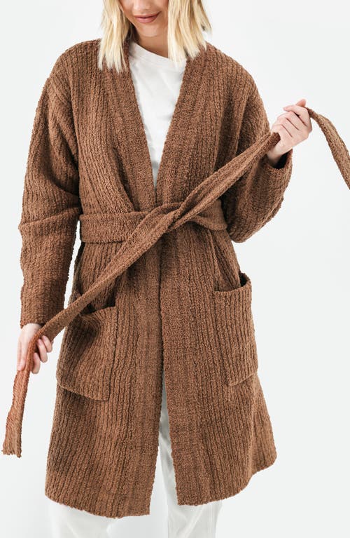 Sunday Citizen Snug Rib Cardigan Robe In Brown
