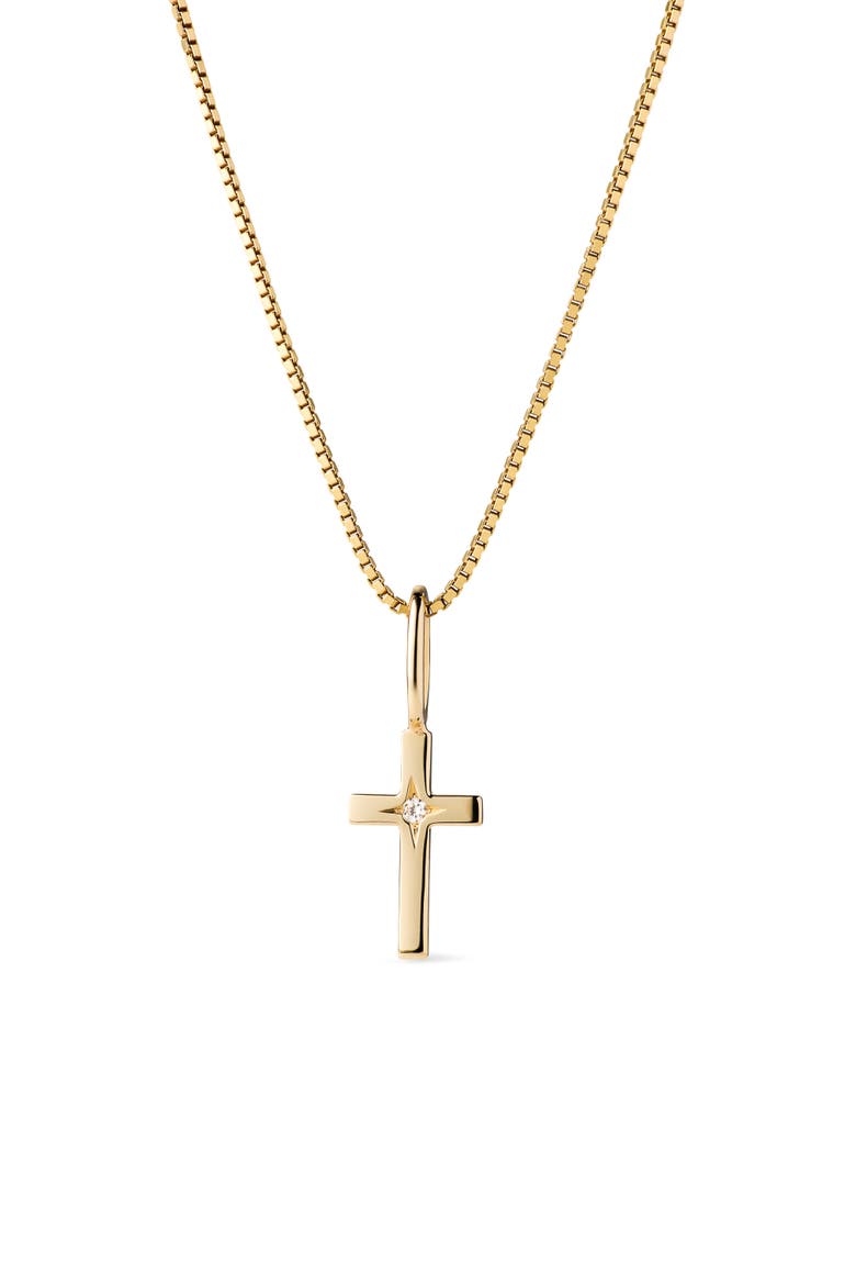 Solid Yellow Gold - Diamond Cross Necklace, Main, color, Gold