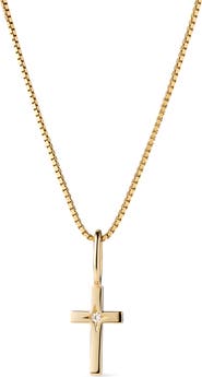 Ana Luisa Solid Yellow Gold - Diamond Cross Necklace