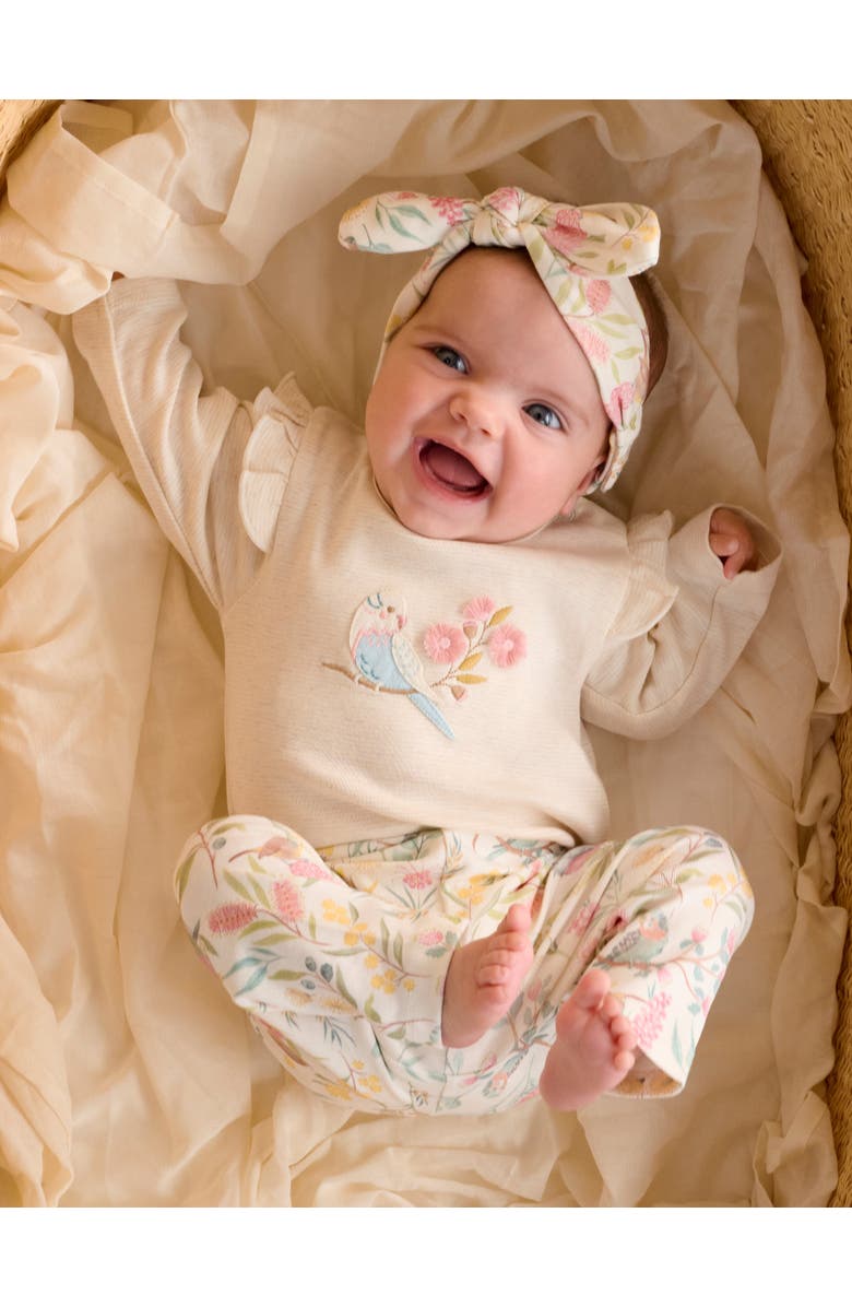 Purebaby 3 Piece Australiana Set with Headband, Alternate, color, Aviary Garden