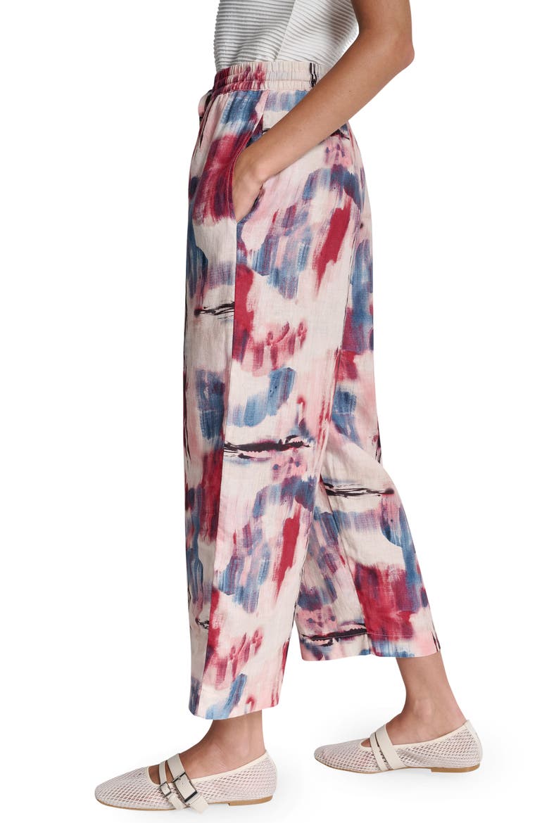 Print Pull-On Linen Pants, Alternate, color, URBAN BLOOM