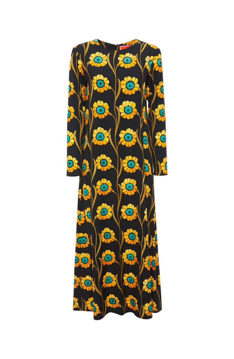 La DoubleJ Long Sleeve Swing Dress Daisychain Black, Alternate, color, 