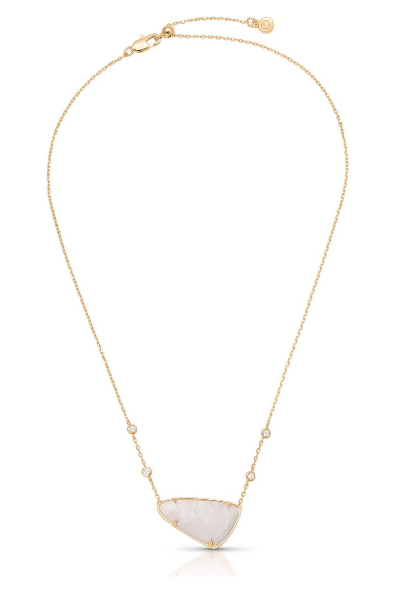Geometric Reconstituted Stone Pendant Necklace, Alternate, color, BONE