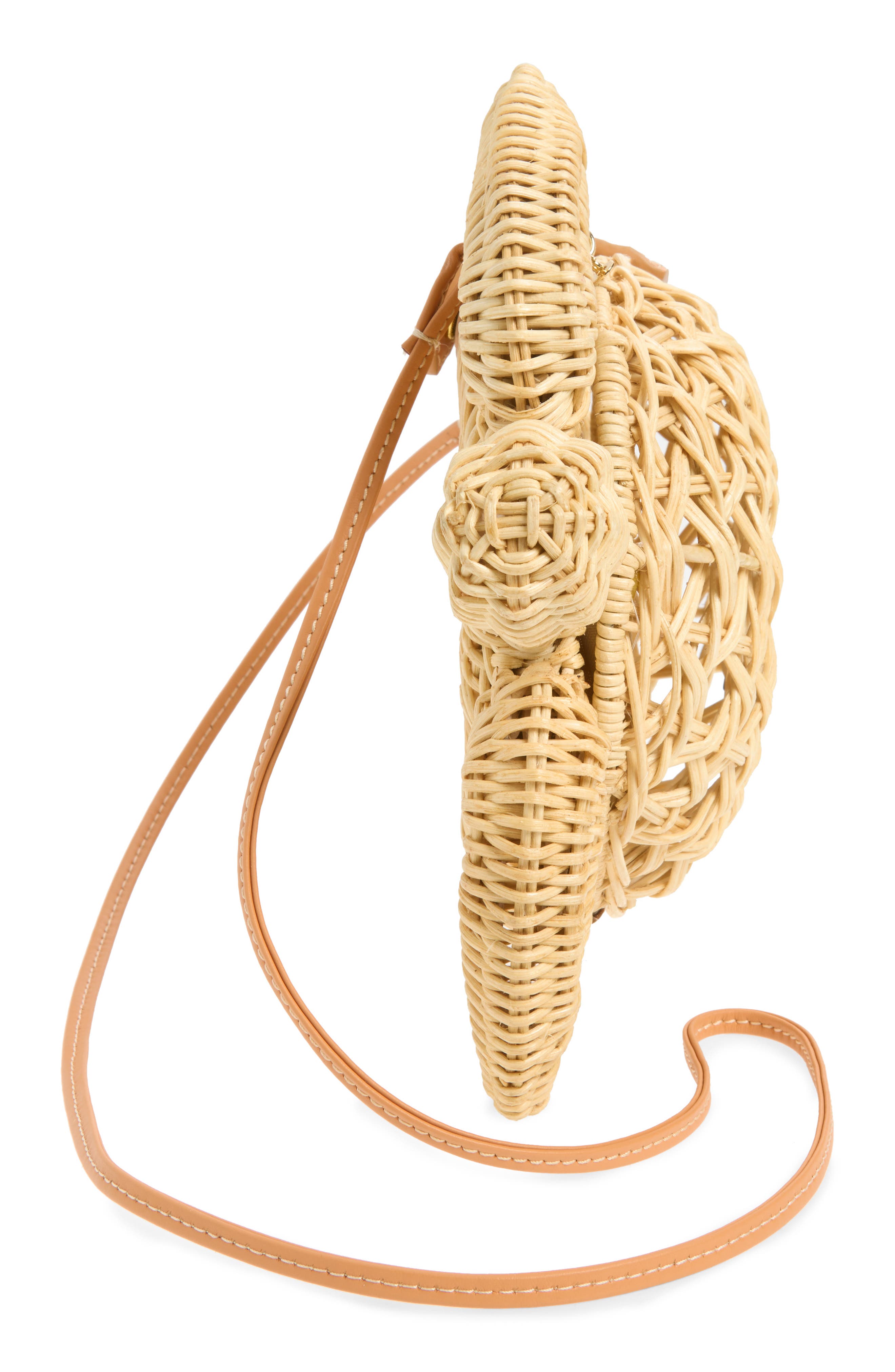 POOLSIDE The Tortoise Rattan Convertible Clutch, Alternate, color, Natural