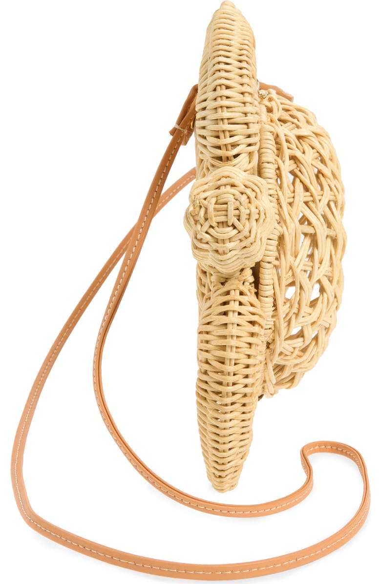 POOLSIDE The Tortoise Rattan Convertible Clutch, Alternate, color, Natural