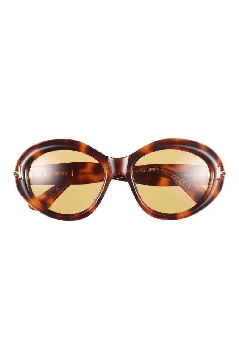 55mm Oval Sunglasses, Main, color, HAVANA / BAGUETTE VICUNA
