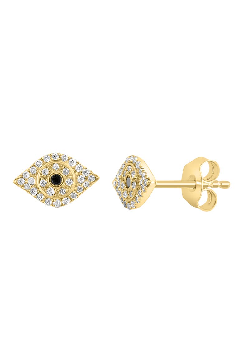 14k Gold Plated Diamond Evil Eye Stud Earrings, Main, color, GOLD
