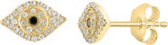 EFFY 14k Gold Plated Diamond Evil Eye Stud Earrings