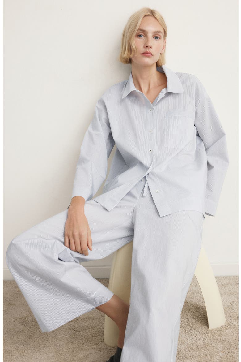 Stripe Cotton Blend Pajama Top, Alternate, color, WHITE