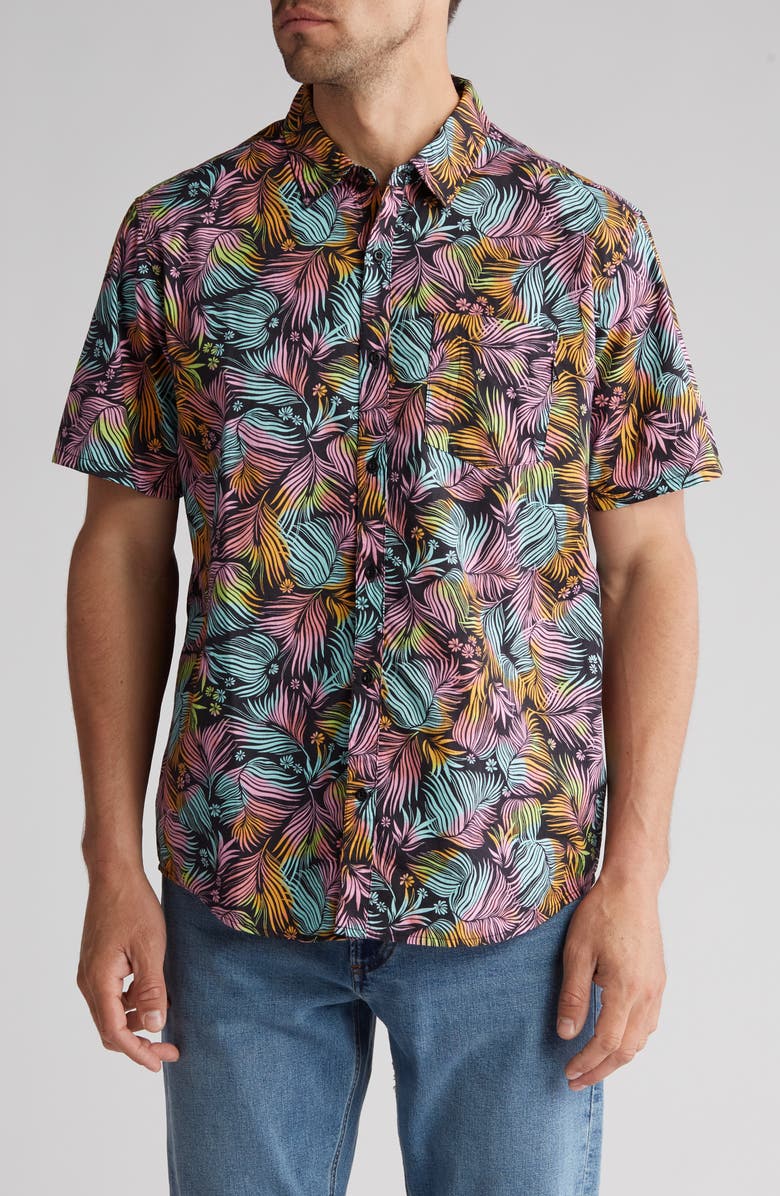 Hurley Print Cotton Button-Up Shirt, Main, color,