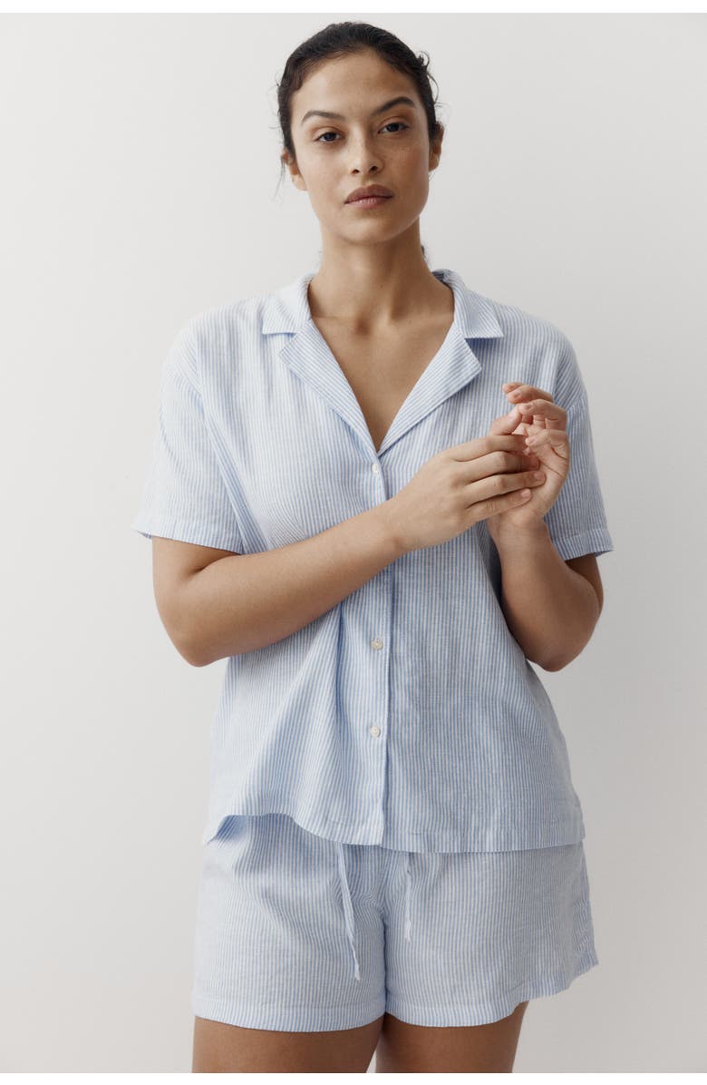 H&M Linen-blend Pyjamas, Alternate, color, Blue/Striped