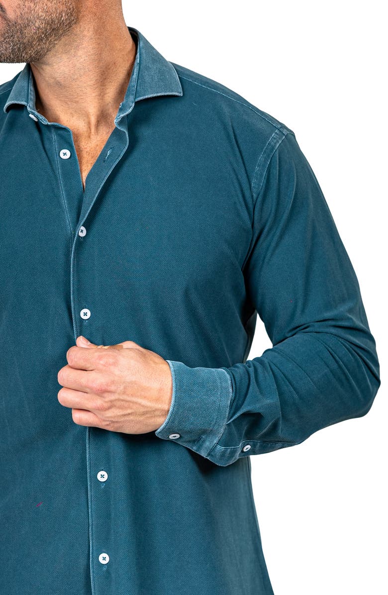 Maceoo Eins Marthy Contemporary Fit Button-Up Shirt, Alternate, color, Green