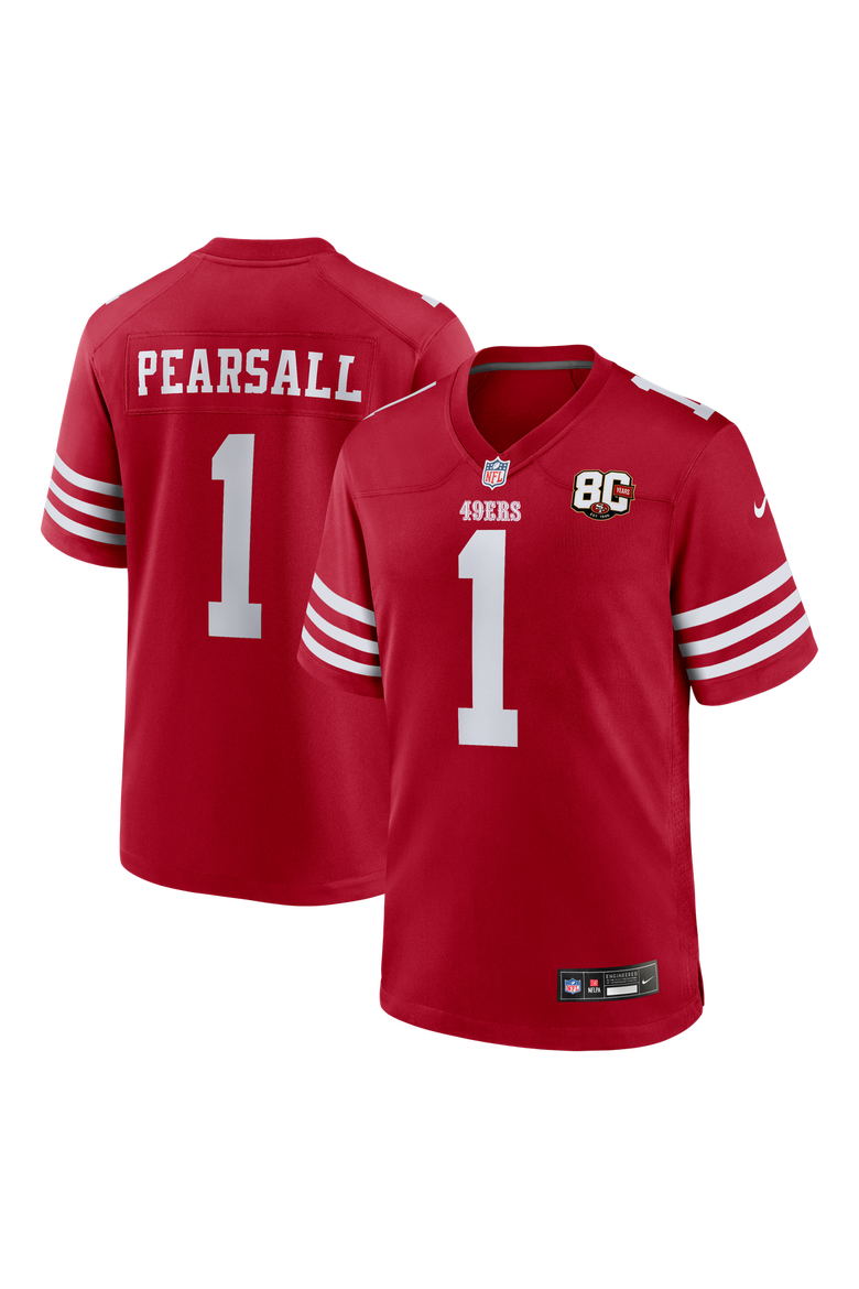Men's Nike Ricky Pearsall Scarlet San Francisco 49ers 80th Anniversary Game Jersey, Main, color, Scarlet