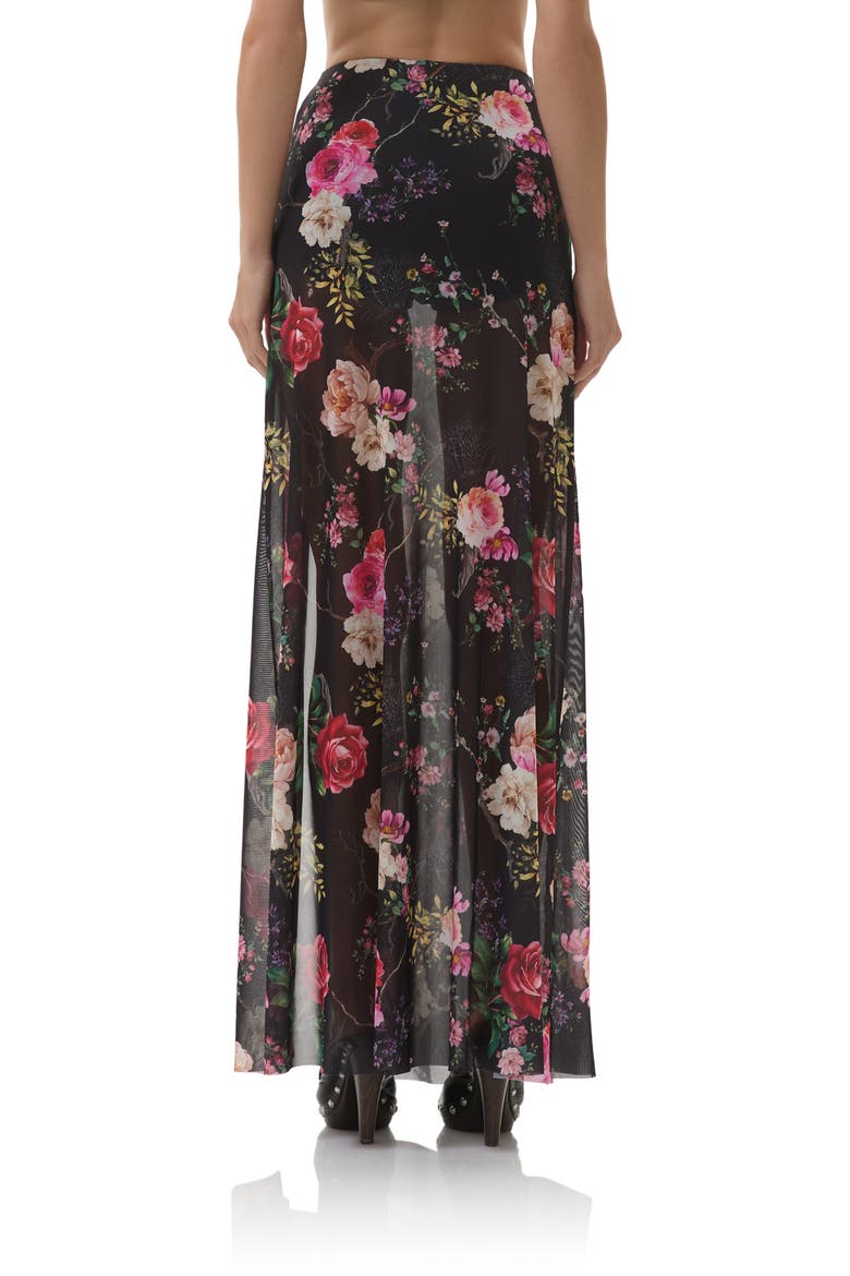 Batien Printed Mesh Maxi Skirt, Alternate, color, NOIR SUMMER ROSE