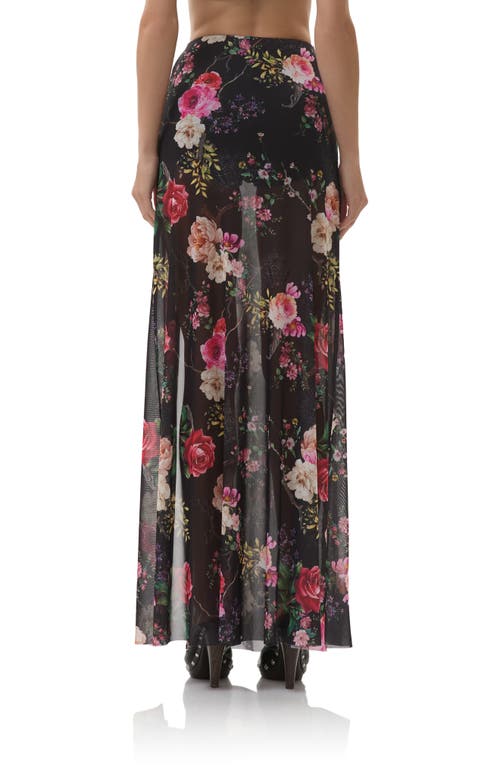 Afrm Batien Printed Mesh Maxi Skirt In Black