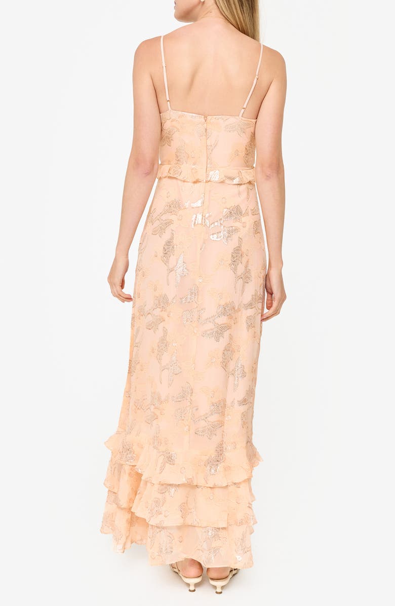 CAMI NYC Esmerelda Metallic Floral Ruffle Detail Silk Blend Dress, Alternate, color, 