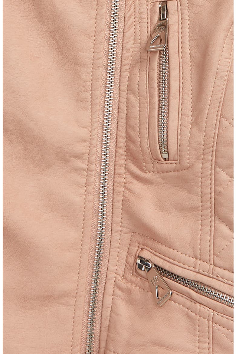 Faux Leather Peplum Moto Jacket, Alternate, color, ROSE SMOKE