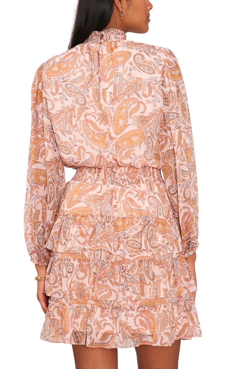 Halogen<sup>®</sup> Paisley Smocked Long Sleeve Tiered Dress, Alternate, color,