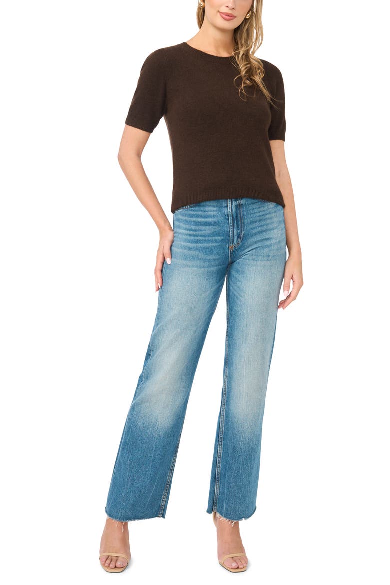 Short Puff Sleeve Sweater, Alternate, color, CHOCOLATE