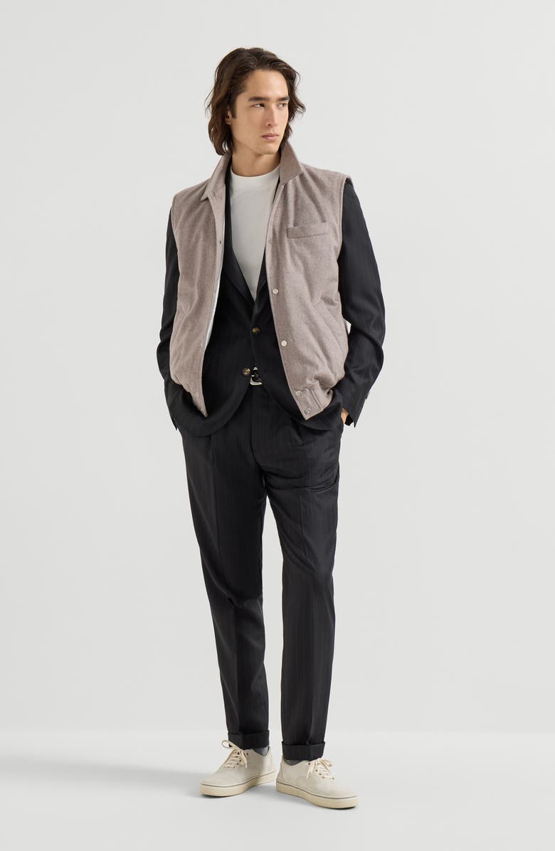 Brunello Cucinelli Cashmere flannel vest, Alternate, color, Brown