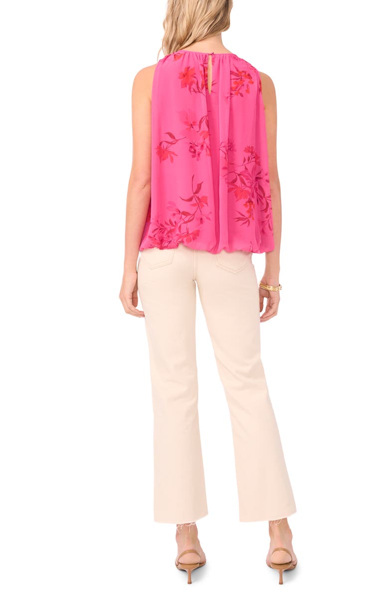Vince Camuto Floral Bubble Hem Tank, Alternate, color, Raspberry Sorbet