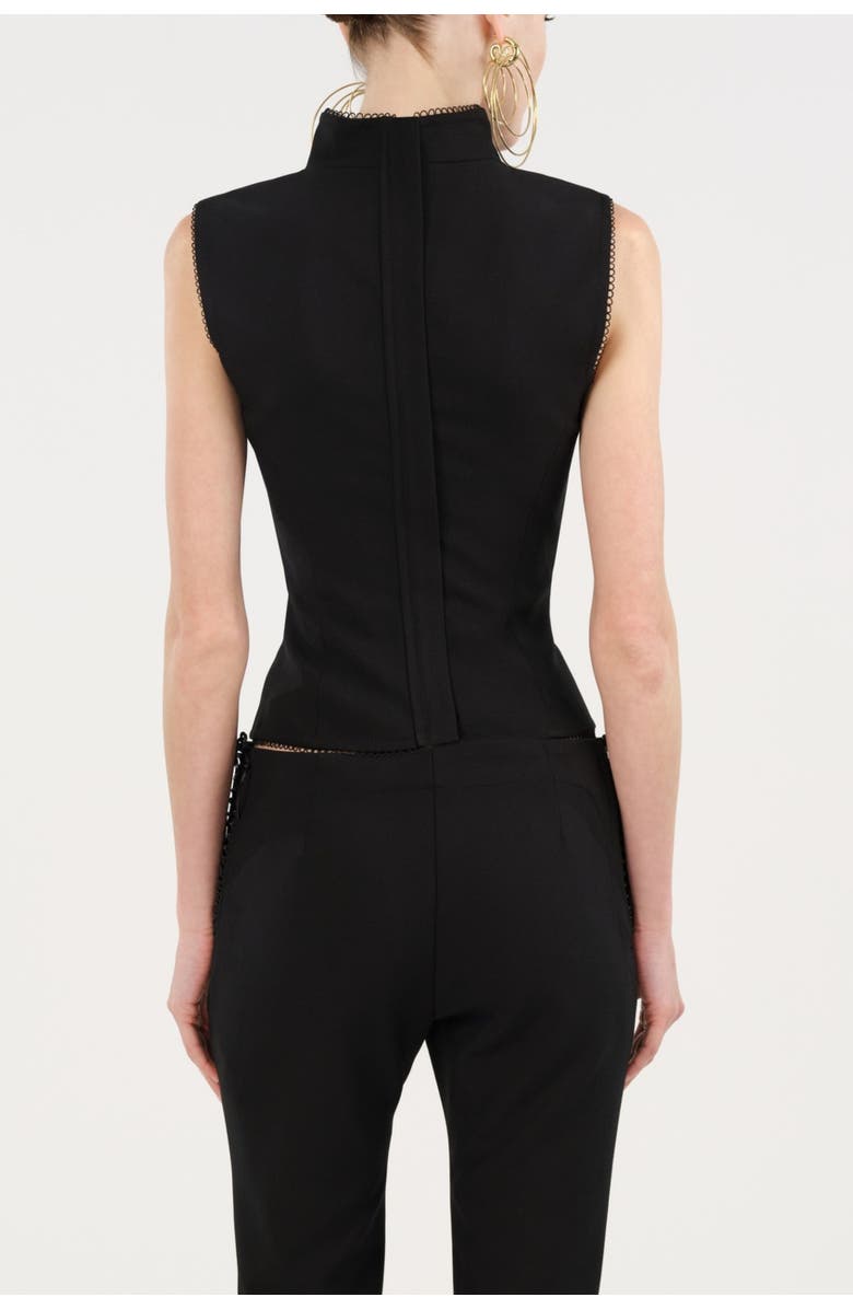 Nocturne Braid-Trim Bustier Top with Built-In Bra, Alternate, color, Black