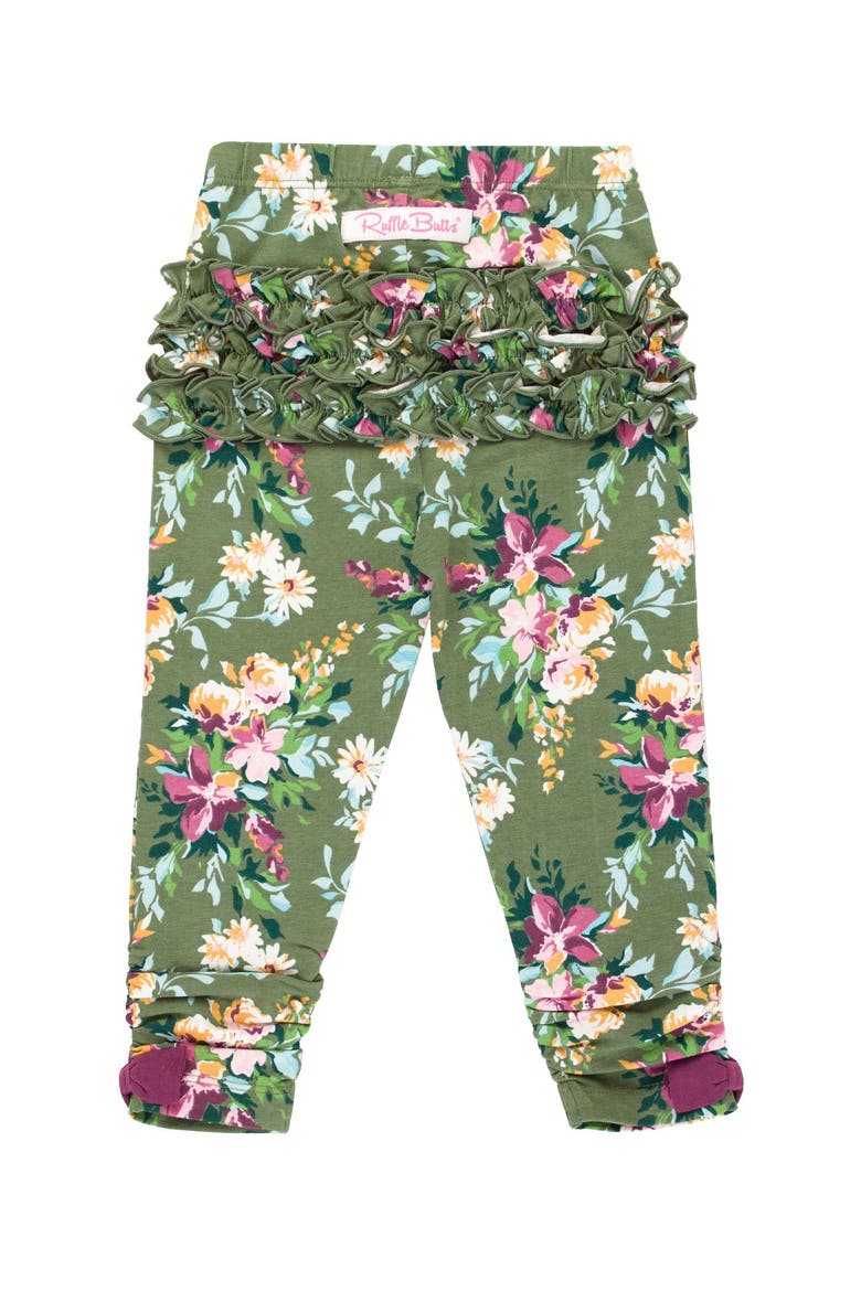 Baby Girls Ruched Bow Leggings, Main, color, Enchanted Garden