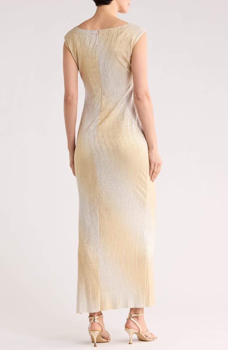 Connected Apparel Foil Ombré Maxi Dress, Alternate, color, Gold