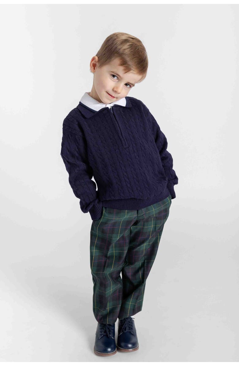 Florence Eiseman Polo Cable Sweater, Alternate, color, Navy