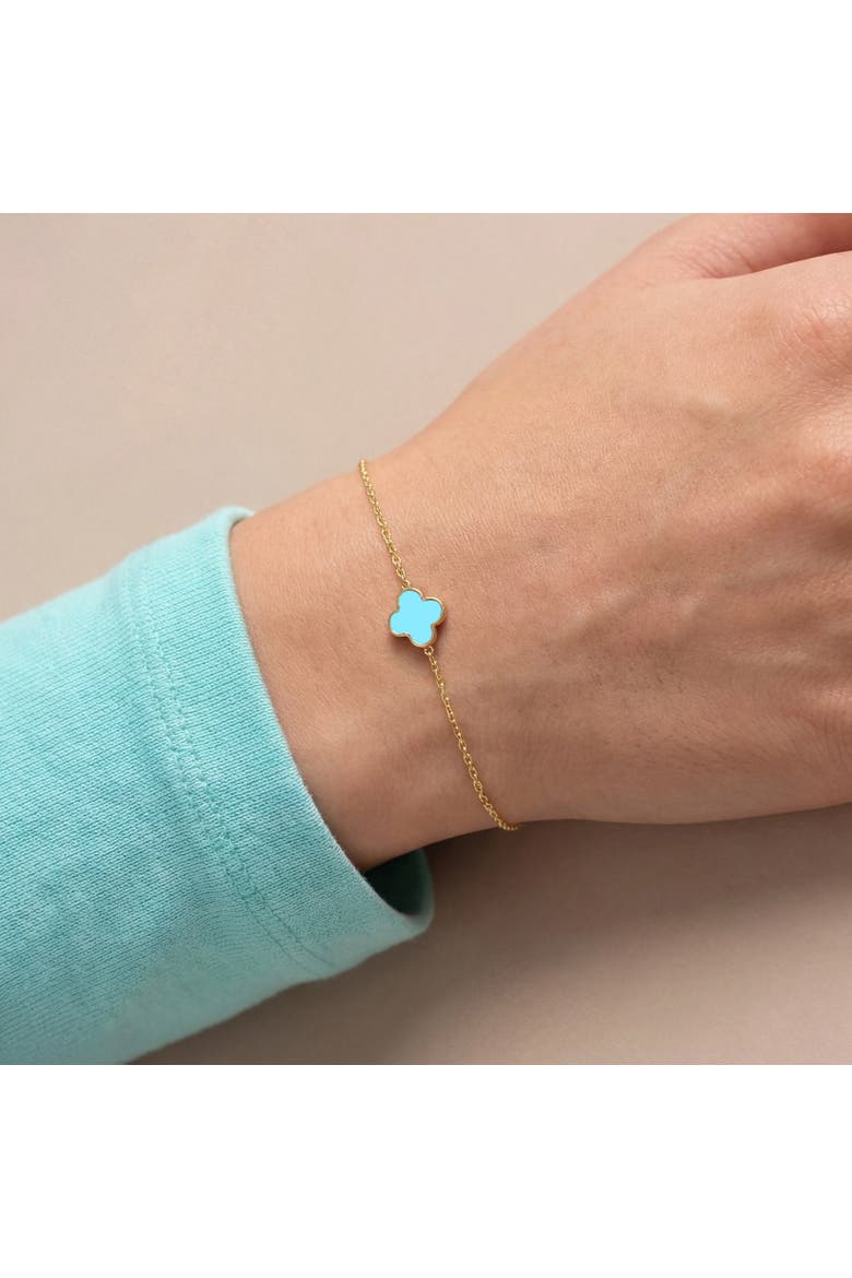 Mini Turquoise Single Clover Bracelet, Alternate, color, Turquoise