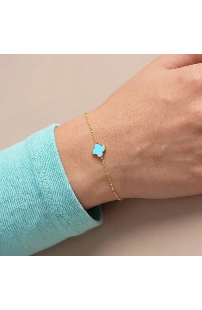 The Lovery Fine Jewelry Mini Turquoise Single Clover Bracelet, Alternate, color, Turquoise