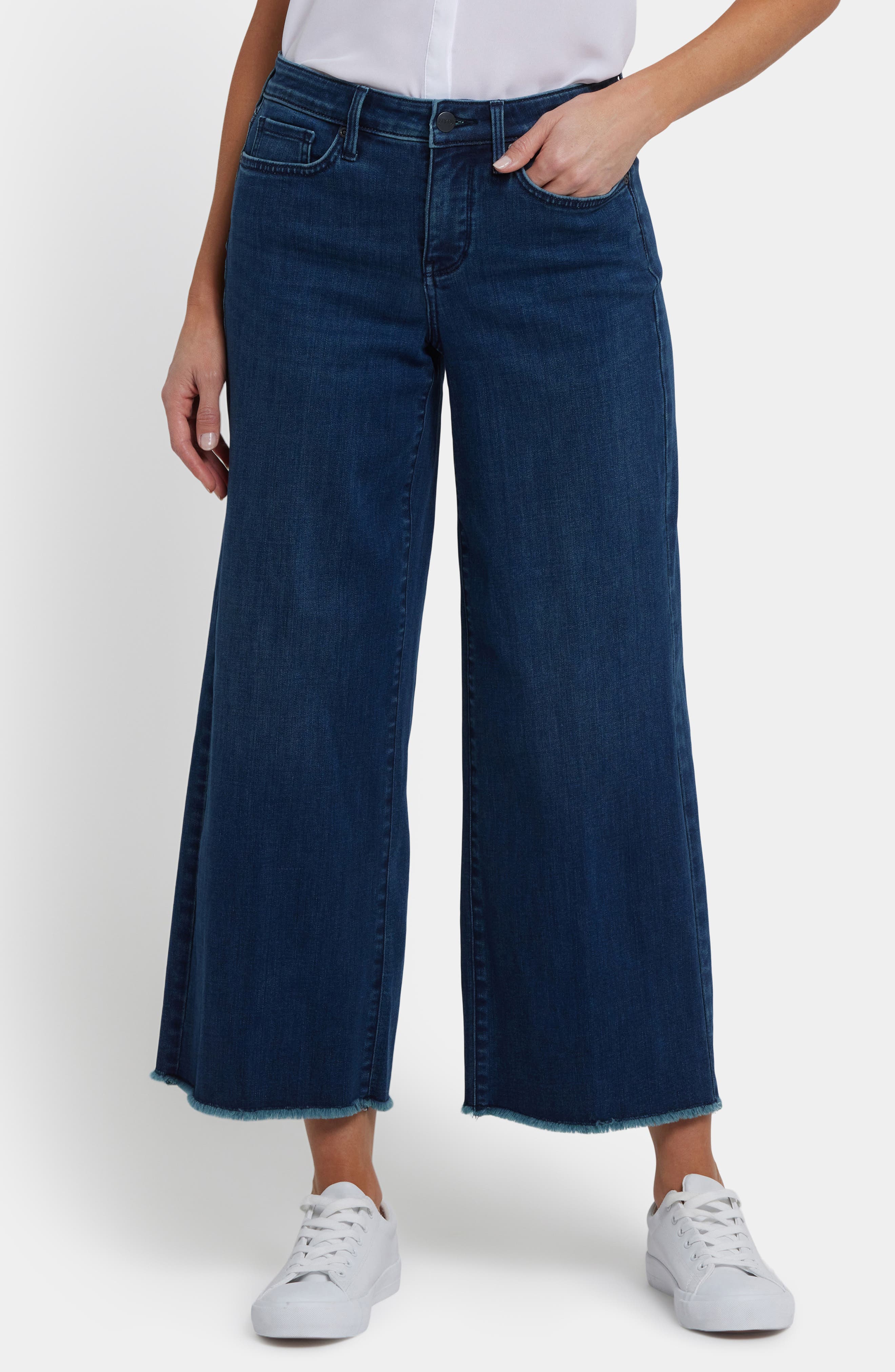 NYDJ Teresa Fray Hem Ankle Wide Leg Jeans