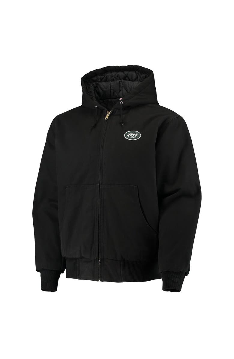 DUNBROOKE Men's Dunbrooke Black New York Jets Dakota Cotton Canvas Hooded Jacket, Alternate, color, 