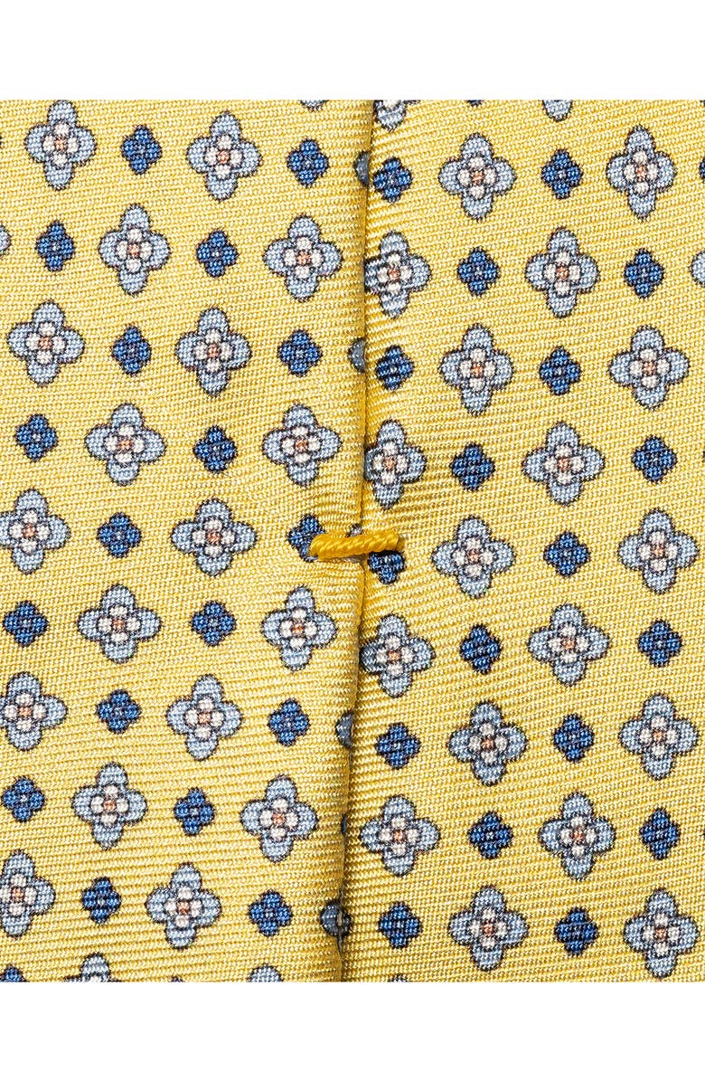 Eton Yellow Floral Print Silk Twill Tie, Alternate, color, Light Yellow