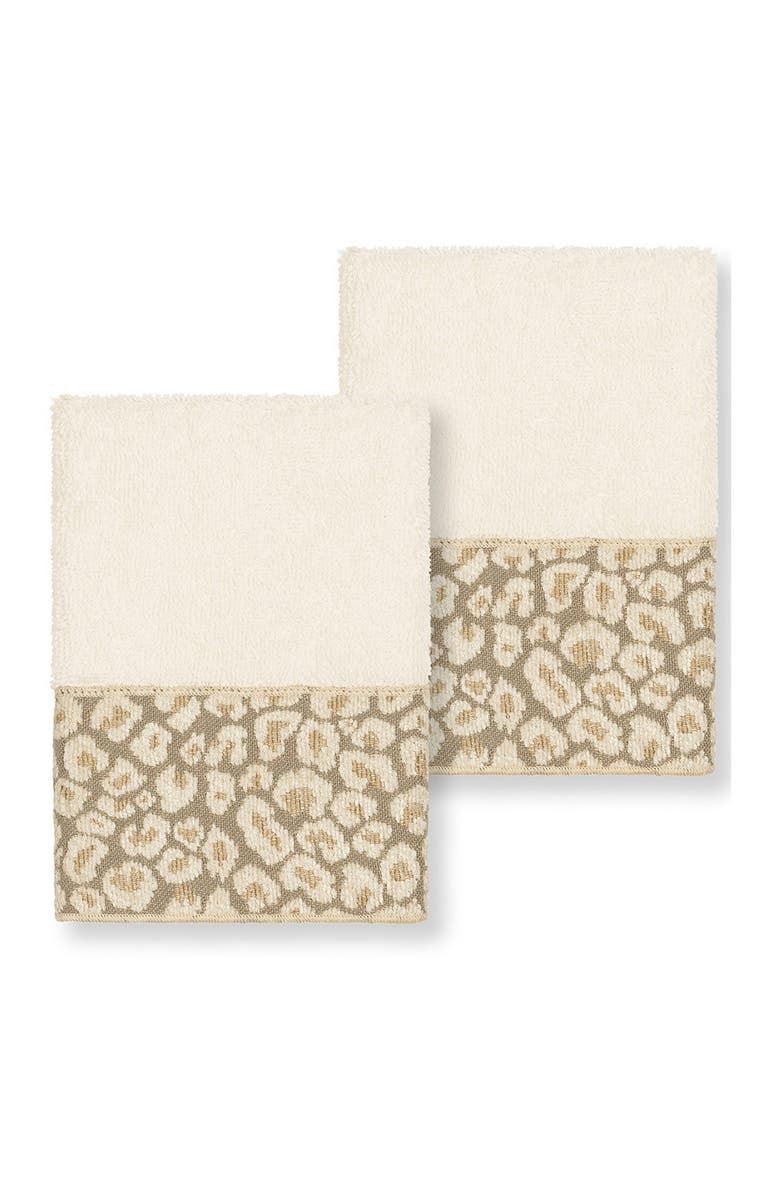 Linum Home Textiles Spots Embellished Washcloth - Set of 2 - Cream, Main, color, Cream