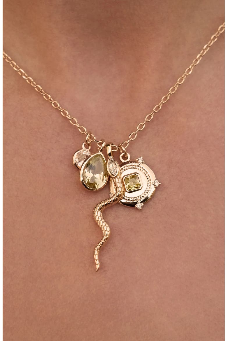 Serpent Radiance Charm Necklace, Alternate, color, PERIDOT