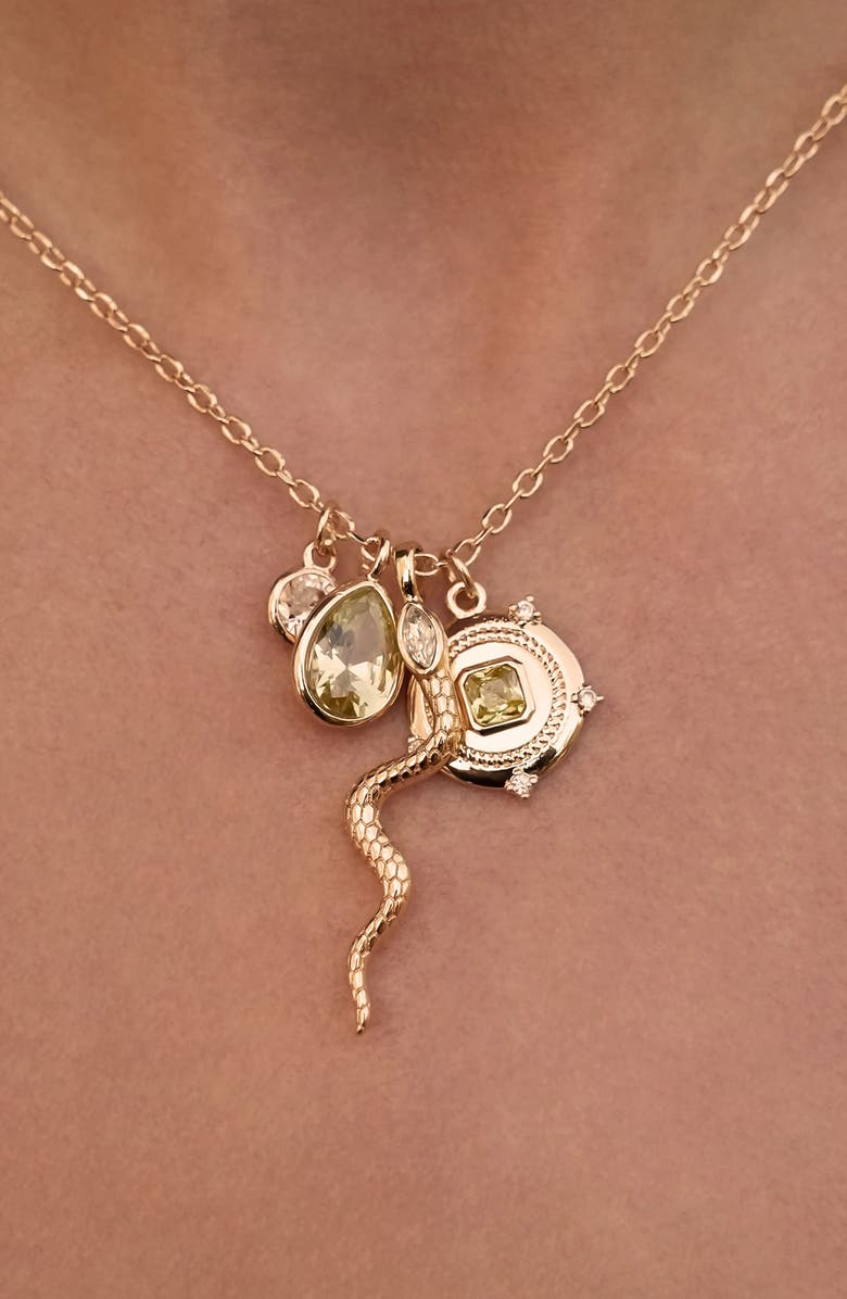 Ettika Serpent Radiance Charm Necklace, Alternate, color, Peridot