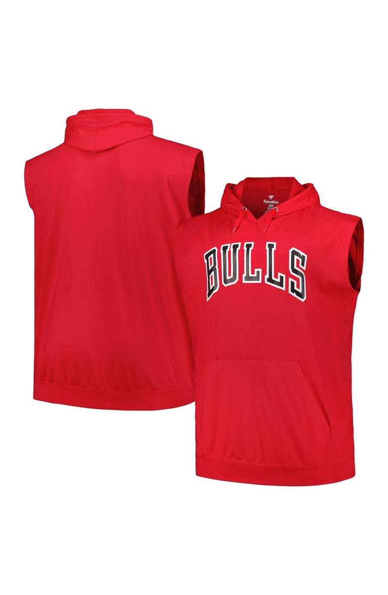 FANATICS Men's Fanatics Branded Red Chicago Bulls Big & Tall Jersey Muscle Pullover Hoodie, Main, color,