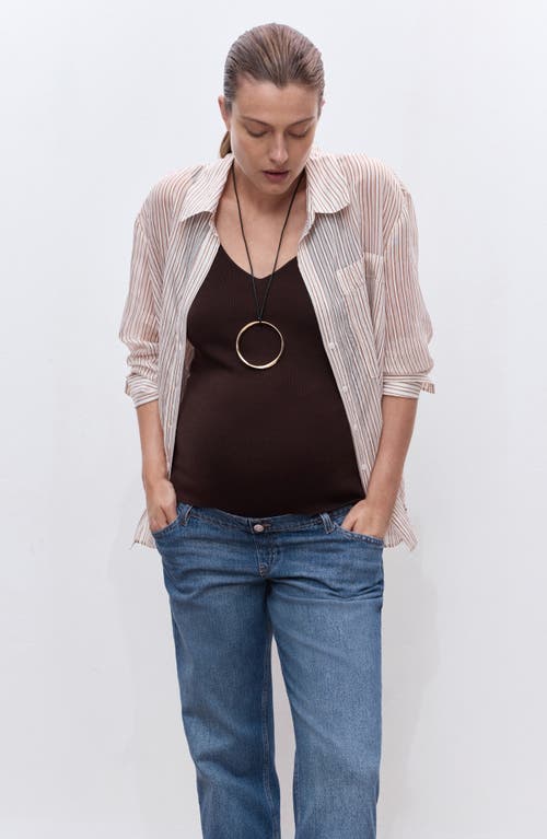 Mango Over The Bump Ankle Straight Leg Maternity Jeans In Blue