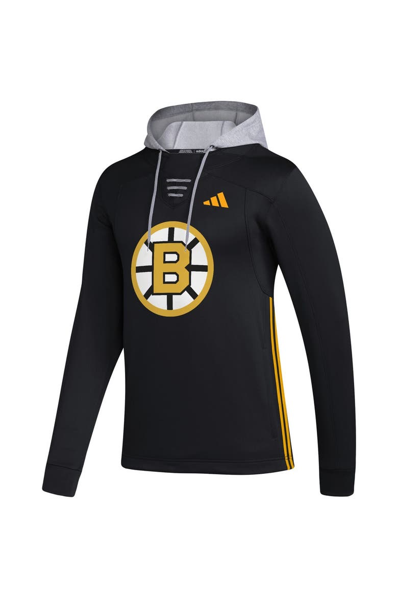 Men's adidas Black Boston Bruins Refresh Skate Lace AEROREADY Pullover Hoodie, Alternate, color, Black