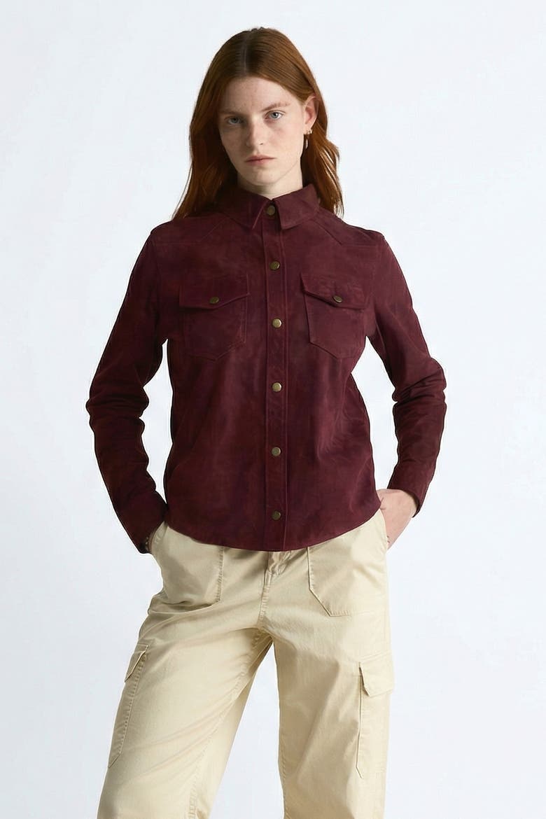 Juliet Suede Shirt, Main, color, Burgundy