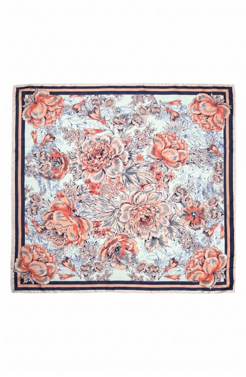 Floral Satin Square Scarf