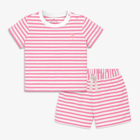Baby Stripe Embroidered Set