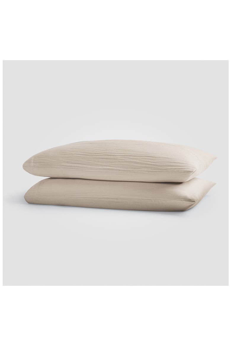 Calm Crinkled Cotton Gauze 4-Piece Sheet Set, Alternate, color, MORNING FOG