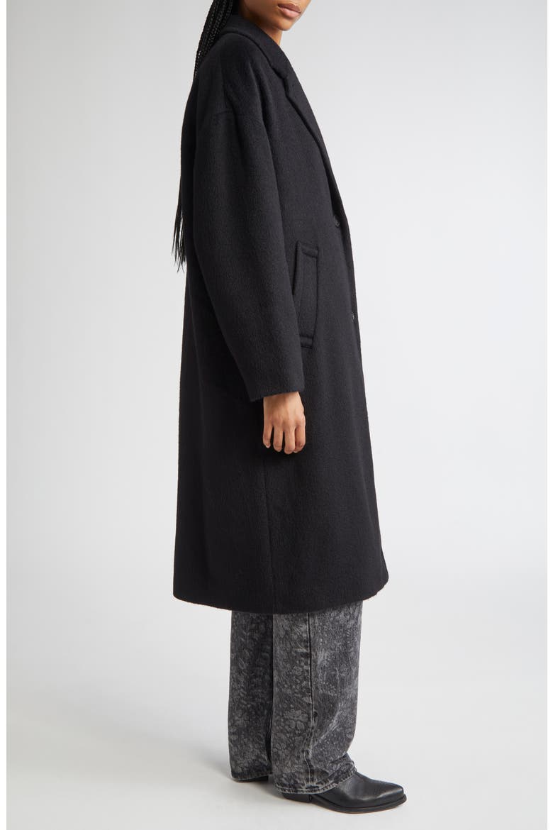 Single Breaste Wool Blend Coccon Coat, Alternate, color, BLACK