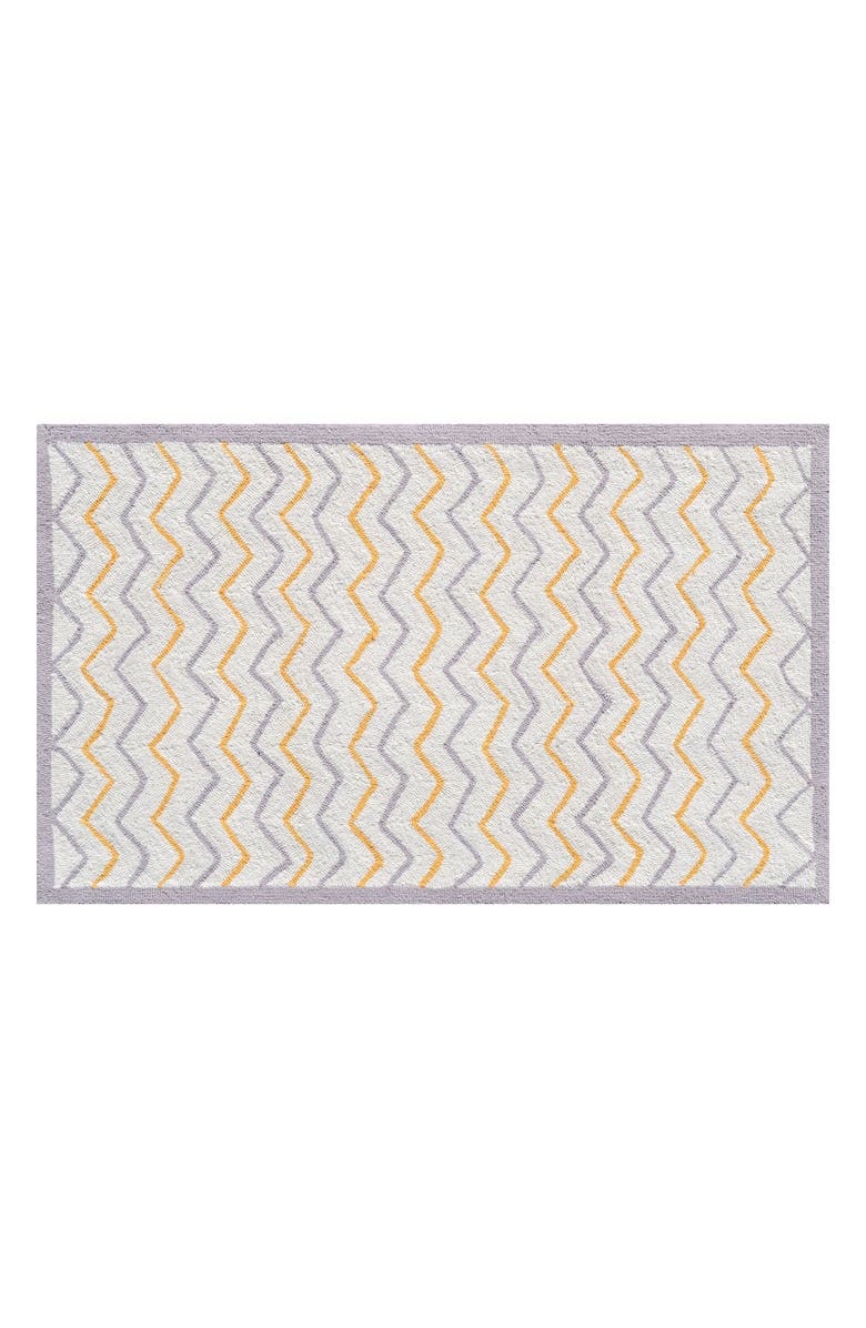 R16 HOME Zigzag Doormat, Main, color, White/ Gray/ Gold